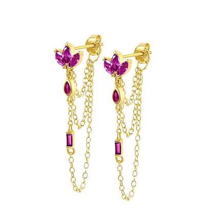 925 Sterling Zircon Geometric Boucles d'Oreilles Pendantes