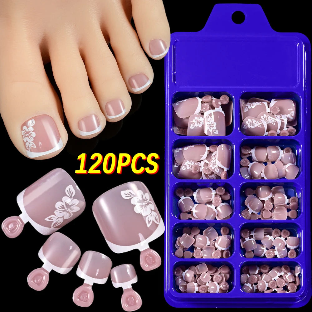 120Pcs Faux Ongles de Pieds Rapide et Simple à Coller ── .✦