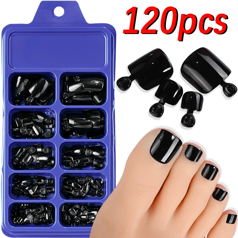 120Pcs Faux Ongles de Pieds Rapide et Simple à Coller ── .✦