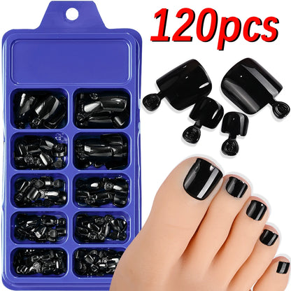 120Pcs Faux Ongles de Pieds Rapide et Simple à Coller ── .✦