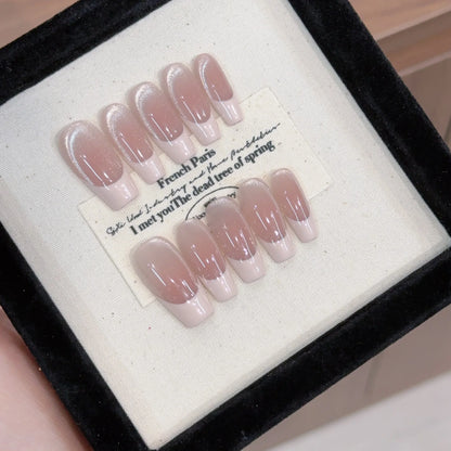 10pcs Faux Ongles French Glossy Réutilisables ⋆✴︎