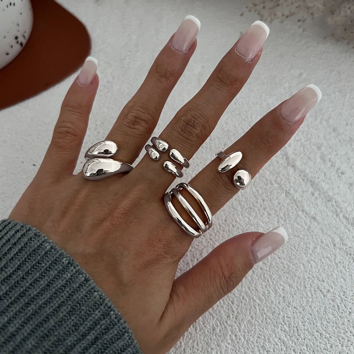 6 Style Geometric Metal Bagues