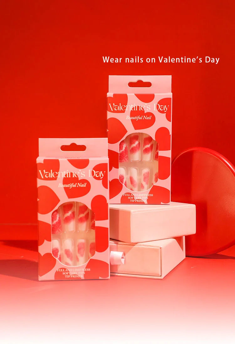 Faux Ongles Romantic Red Lips 💋 Valentine's Day  ﾒ૦