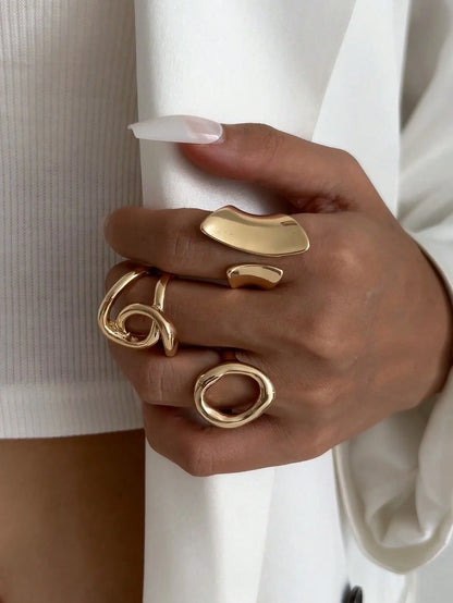 3pcs Retro Punk Asymmetrical Bagues ♡