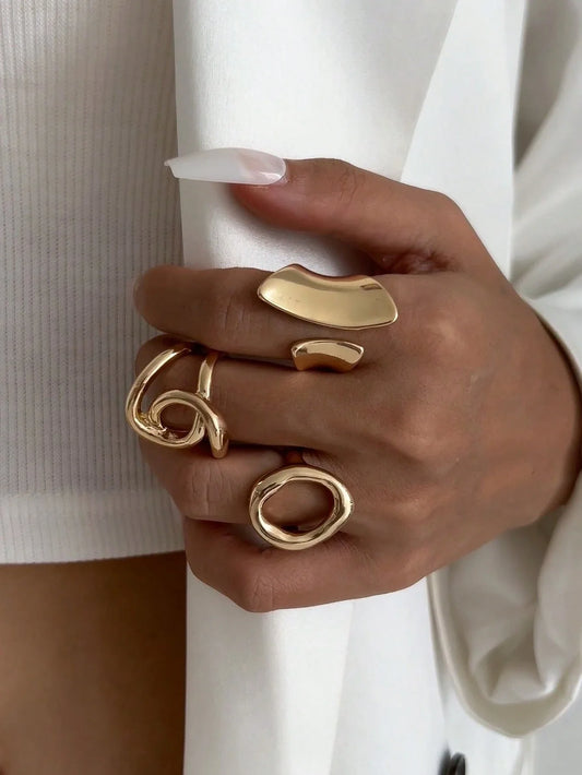 3pcs Retro Punk Asymmetrical Bagues ♡