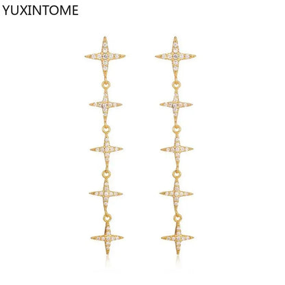 925 Sterling Zircon Geometric Boucles d'Oreilles Pendantes