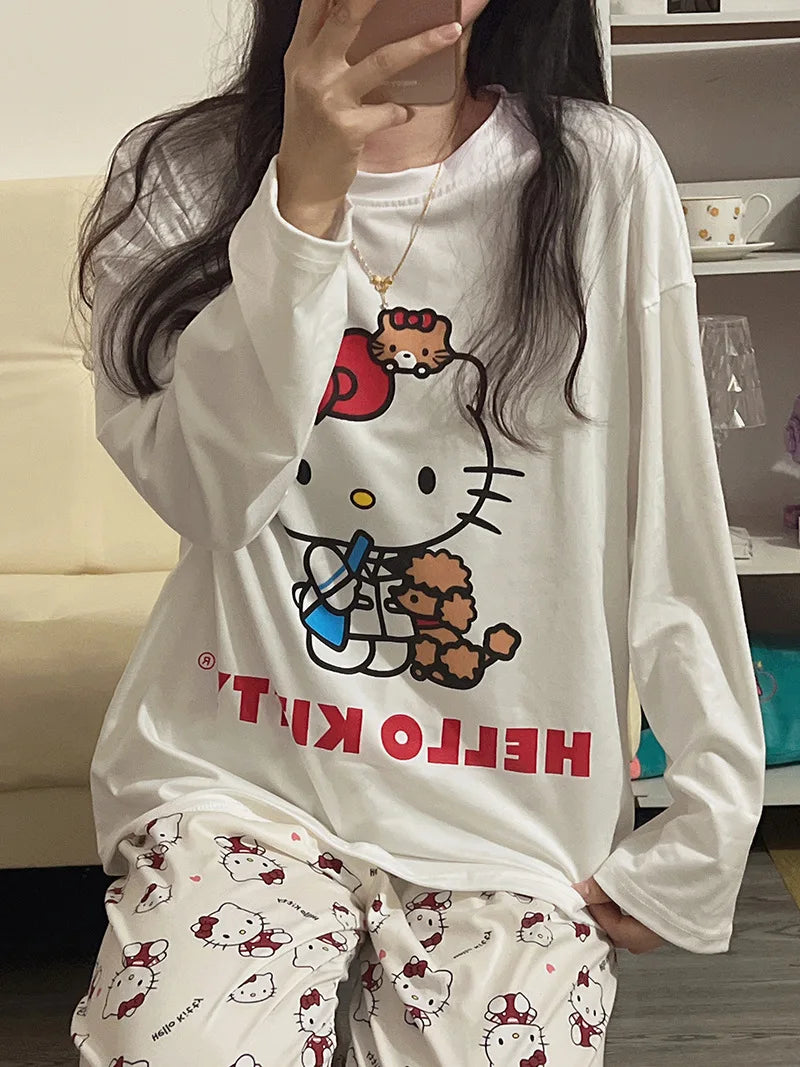 Hellokitty Pajamas  Cute Kawaii Cartoon Deux Pcs