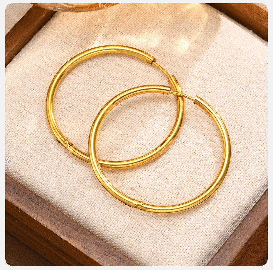 Vnox 20mm/25mm/30mm/40mm Boucles d'Oreilles en Forme de Hoop Inoxydables
