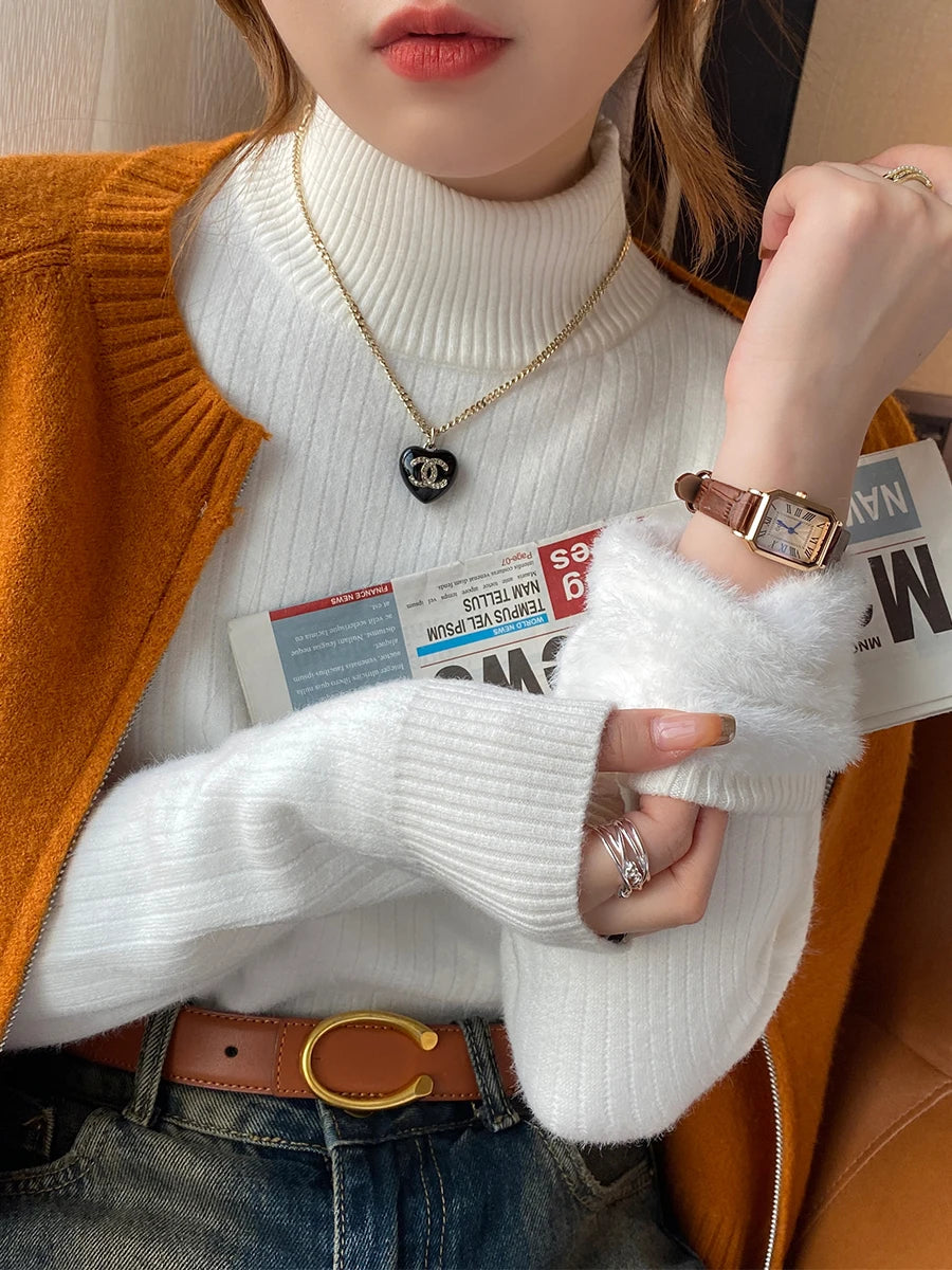 Pull Col Roulé Avec Légère Doublure Parfait Hiver ⟢