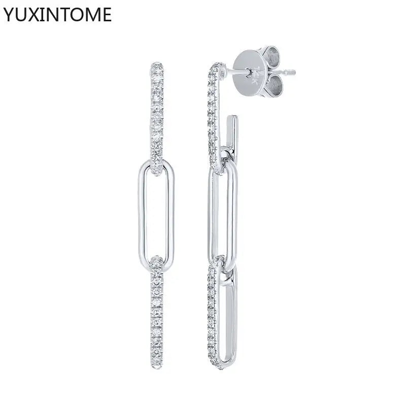 925 Sterling Zircon Geometric Boucles d'Oreilles Pendantes
