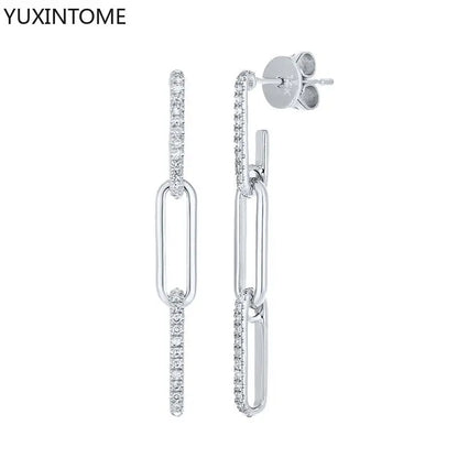 925 Sterling Zircon Geometric Boucles d'Oreilles Pendantes