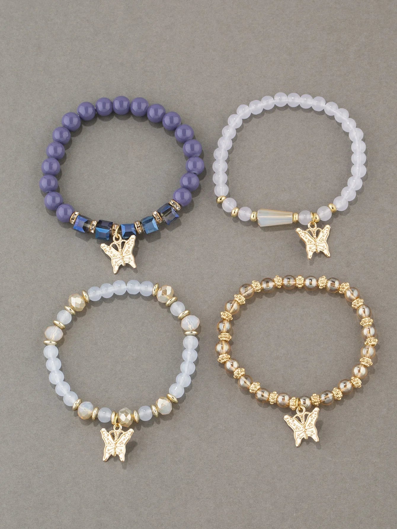 4Pcs Tendance Papillon Bracelet Set Y2K