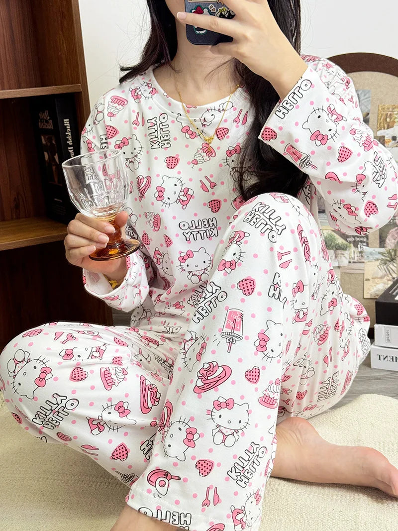 Hellokitty Pajamas  Cute Kawaii Cartoon Deux Pcs