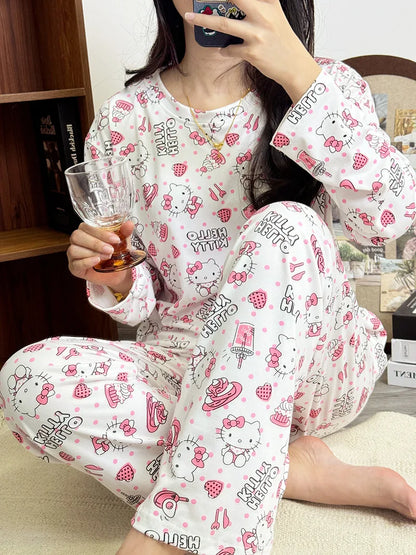Hellokitty Pajamas  Cute Kawaii Cartoon Deux Pcs