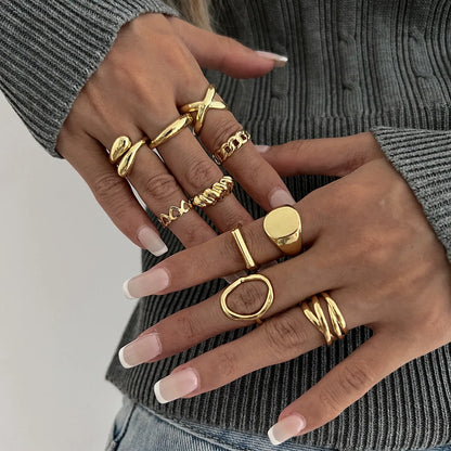 6 Style Geometric Metal Bagues