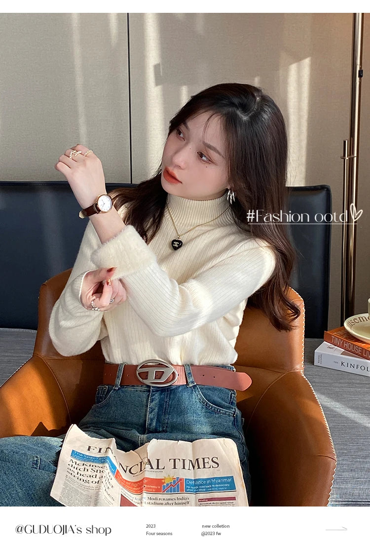 Pull Col Roulé Avec Légère Doublure Parfait Hiver ⟢