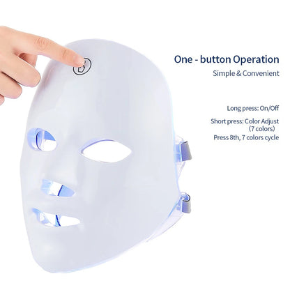 Rechargeable Facial LED Mask 7 Colors LED Photon Beauty Mask Skin Rejuvenation (STOCK Limité)