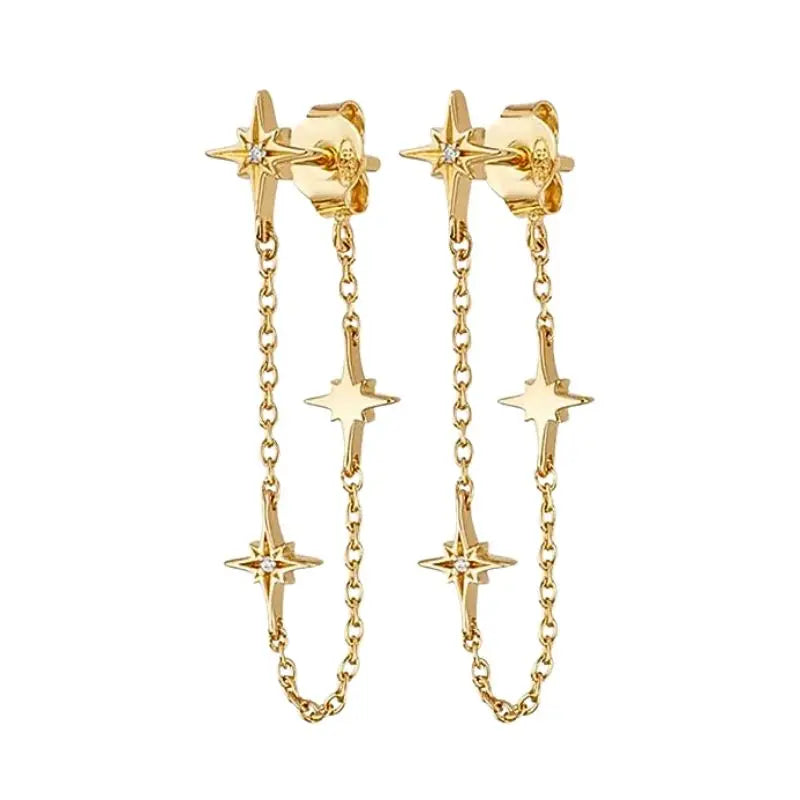 925 Sterling Zircon Geometric Boucles d'Oreilles Pendantes