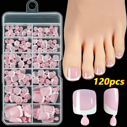 120Pcs Faux Ongles de Pieds Rapide et Simple à Coller ── .✦