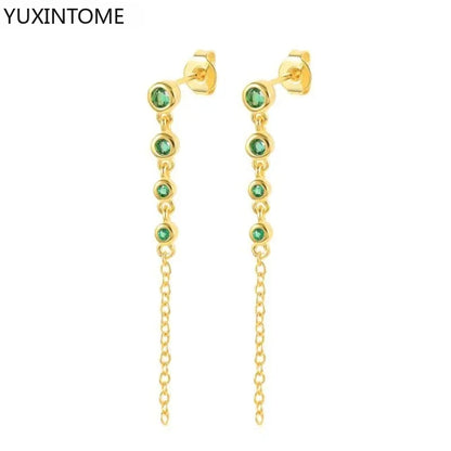 925 Sterling Zircon Geometric Boucles d'Oreilles Pendantes