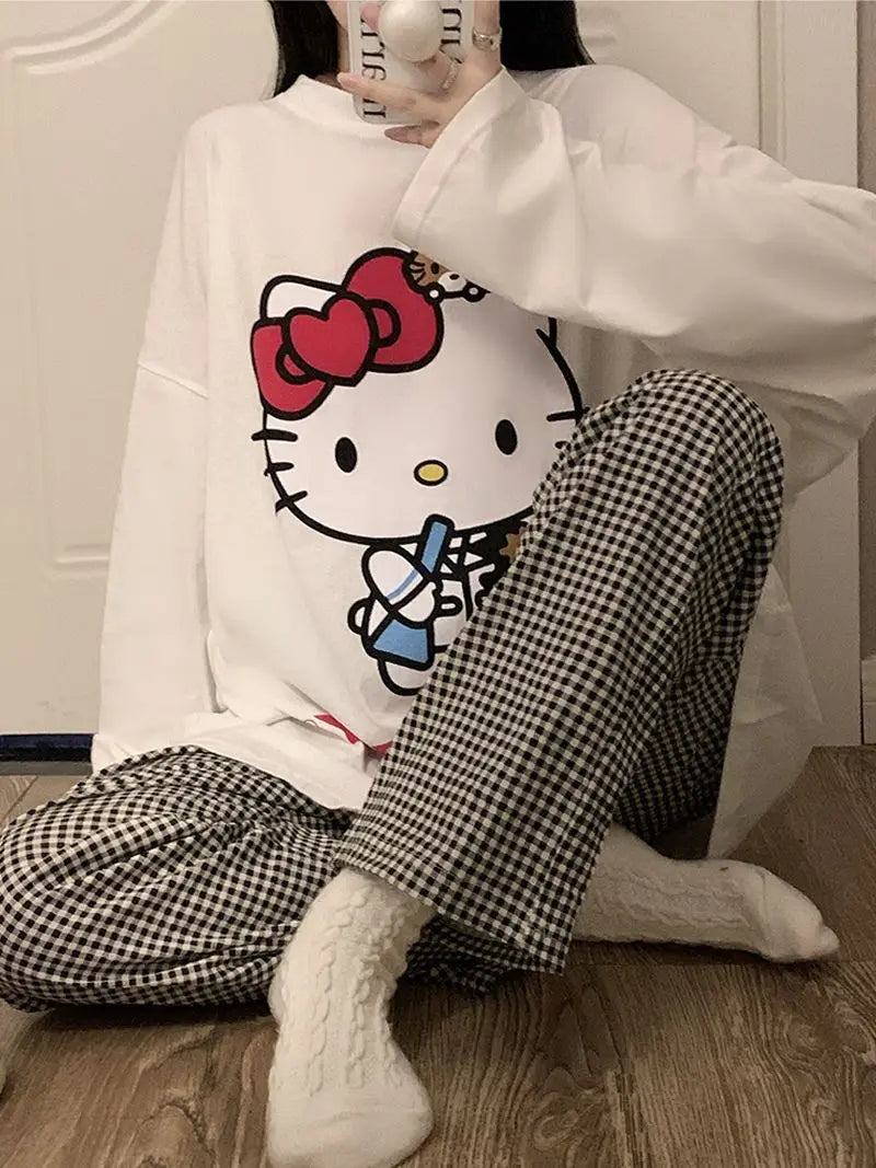 Hellokitty Pajamas  Cute Kawaii Cartoon Deux Pcs