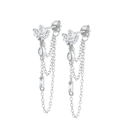 925 Sterling Zircon Geometric Boucles d'Oreilles Pendantes