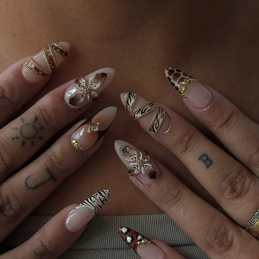 24Pcs Ballerine/Stilleto Faux Ongles 3D GALAXY Babe ˚.⋆🪐