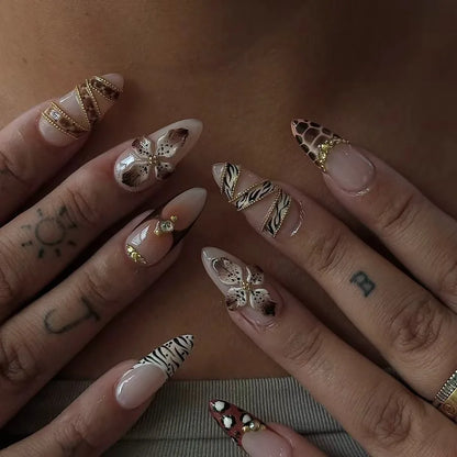 24Pcs Ballerine/Stilleto Faux Ongles 3D GALAXY Babe ˚.⋆🪐