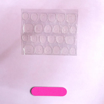 ♡ 24Pcs Long T-shaped French Faux Ongles ♡