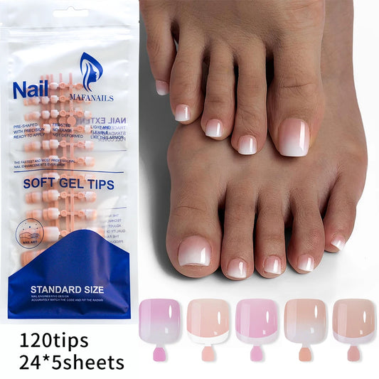 120Pcs Faux Ongles de Pieds Rapide et Simple à Coller ── .✦