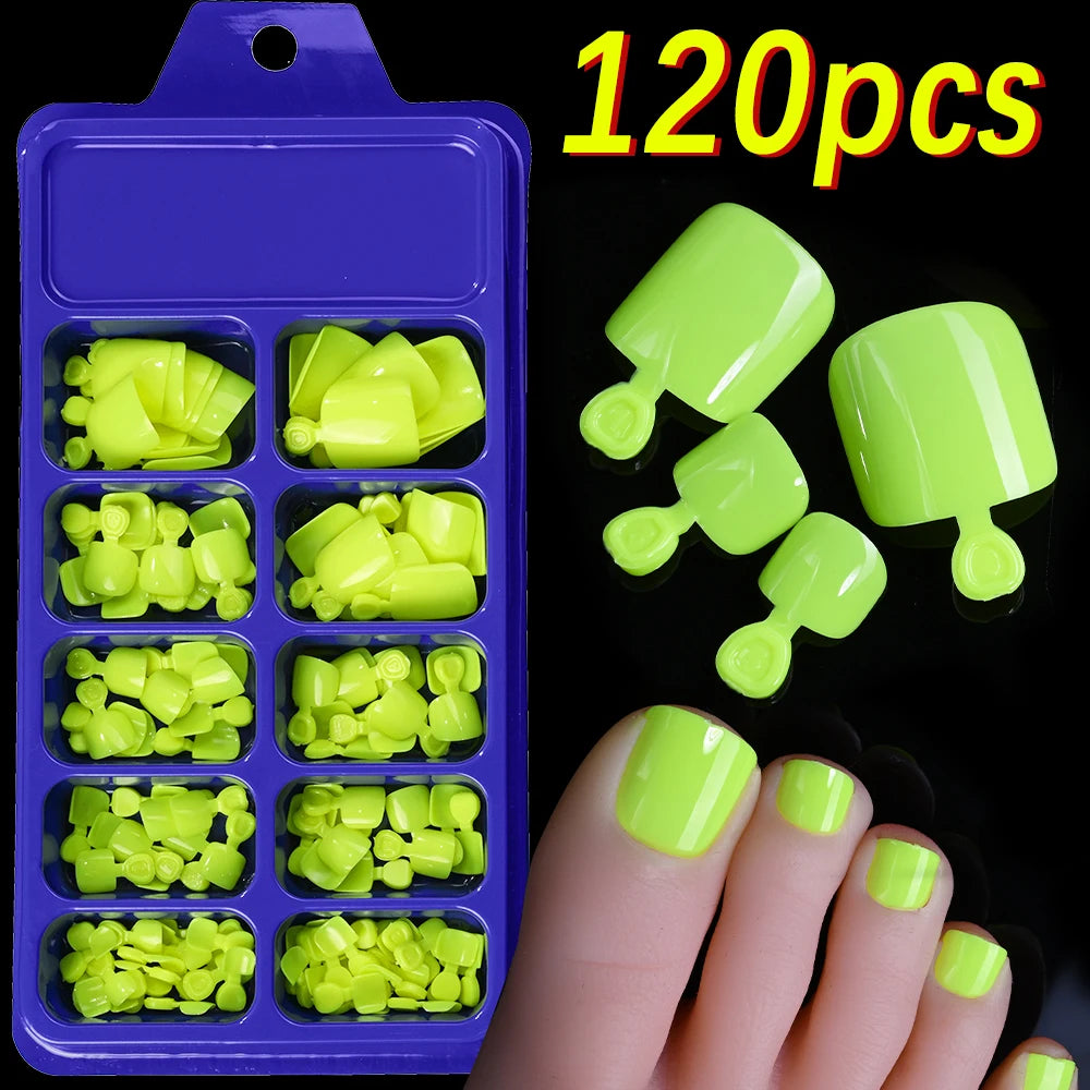 120Pcs Faux Ongles de Pieds Rapide et Simple à Coller ── .✦