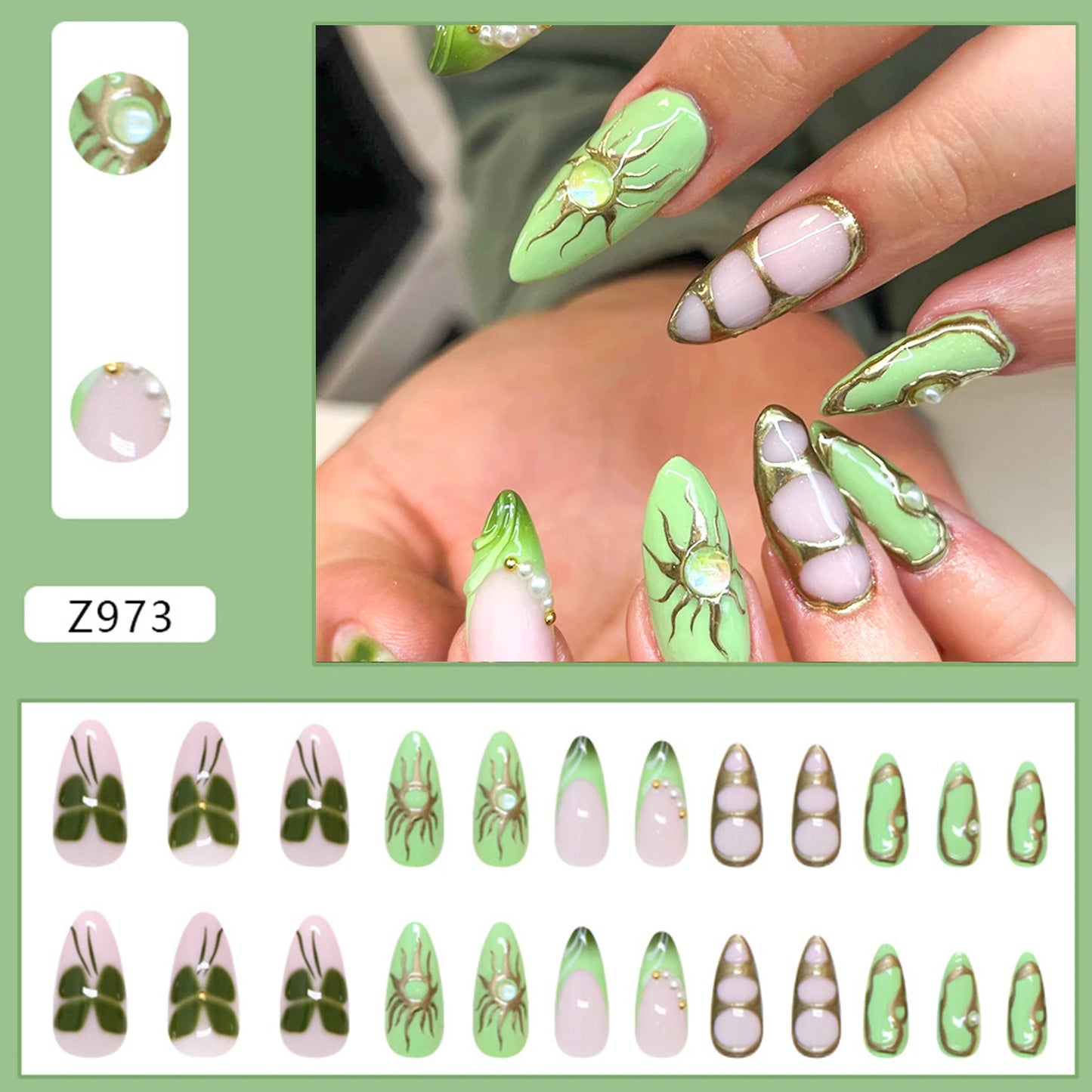 24pcs Faux Ongles 3D Fleurs et Autres Design (Modèle Normal/Modèle Fais Main)
