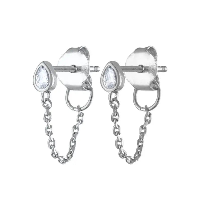 925 Sterling Zircon Geometric Boucles d'Oreilles Pendantes