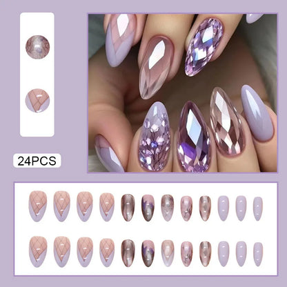 24pcs Faux Ongles 3D Fleurs et Autres Design (Modèle Normal/Modèle Fais Main)