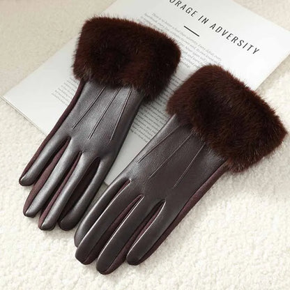 Hiver Luxury Faux Cuir/Fausse Fourrure Gants ⟢