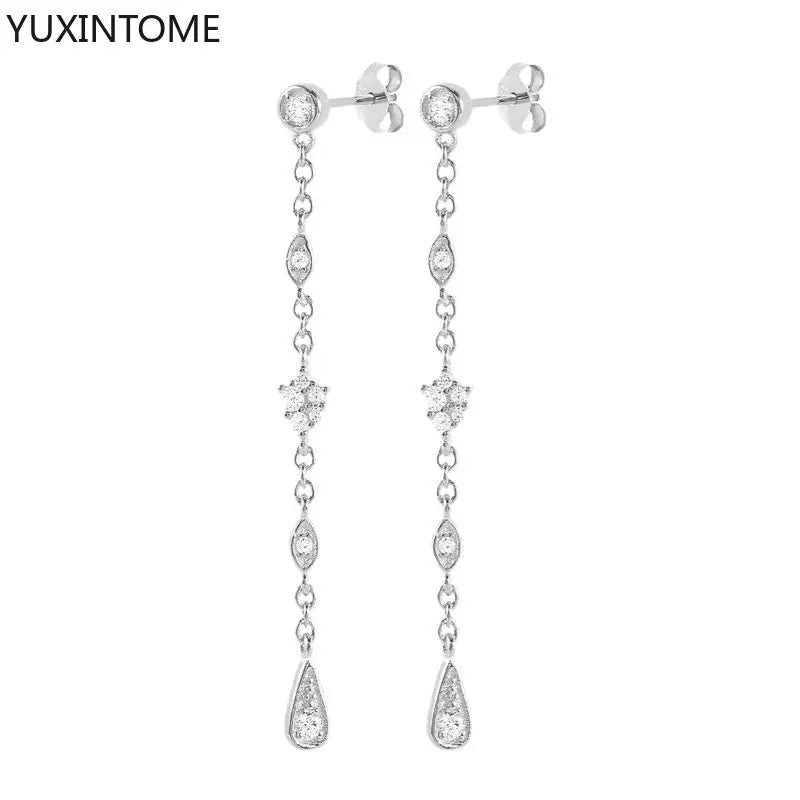 925 Sterling Zircon Geometric Boucles d'Oreilles Pendantes