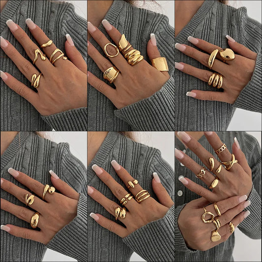6 Style Geometric Metal Bagues