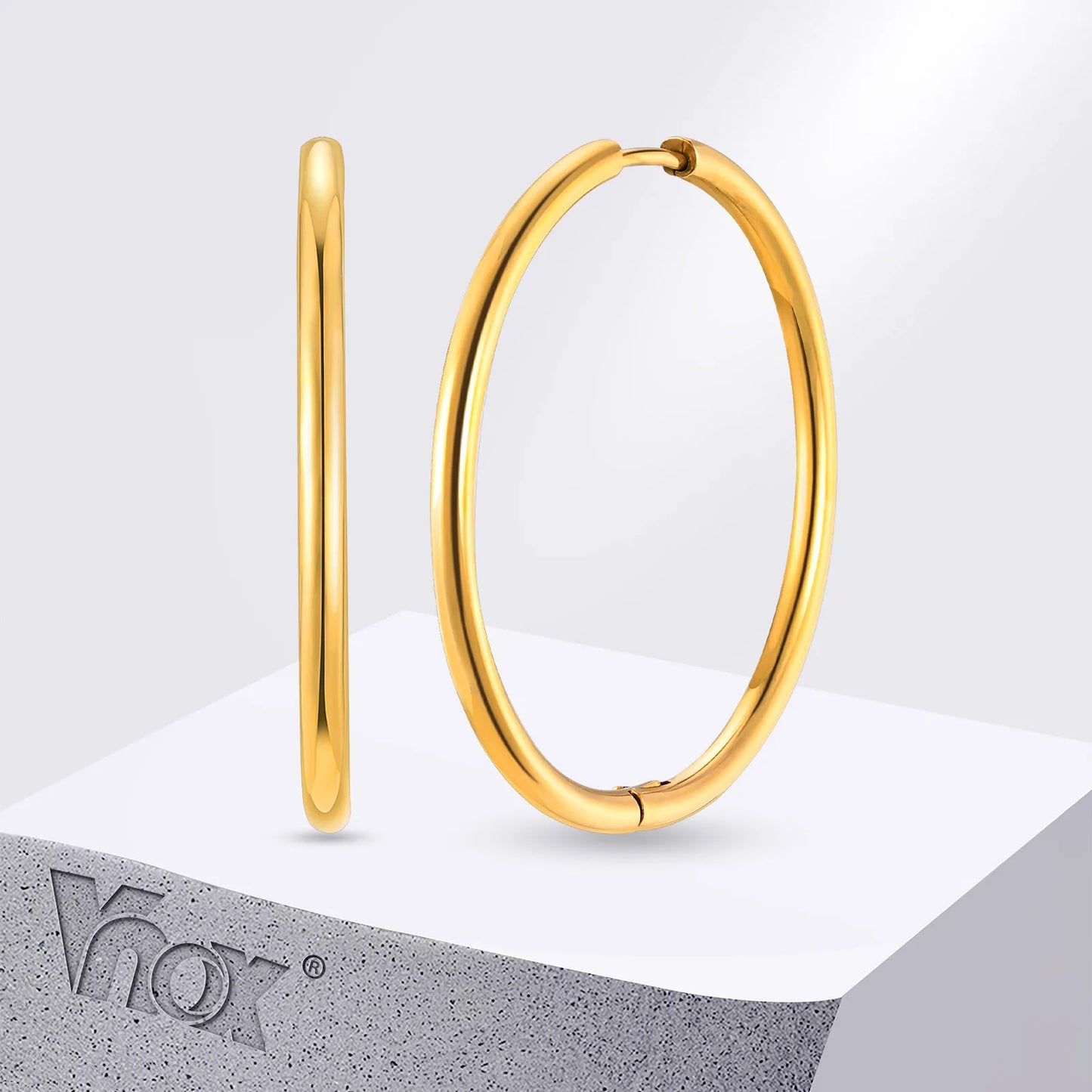 Vnox 20mm/25mm/30mm/40mm Boucles d'Oreilles en Forme de Hoop Inoxydables