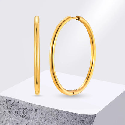 Vnox 20mm/25mm/30mm/40mm Boucles d'Oreilles en Forme de Hoop Inoxydables