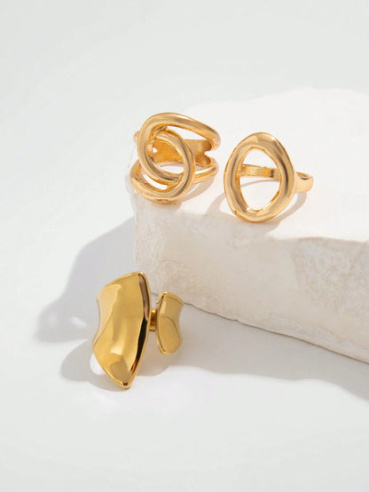 3pcs Retro Punk Asymmetrical Bagues ♡