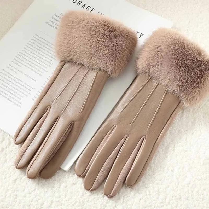 Hiver Luxury Faux Cuir/Fausse Fourrure Gants ⟢