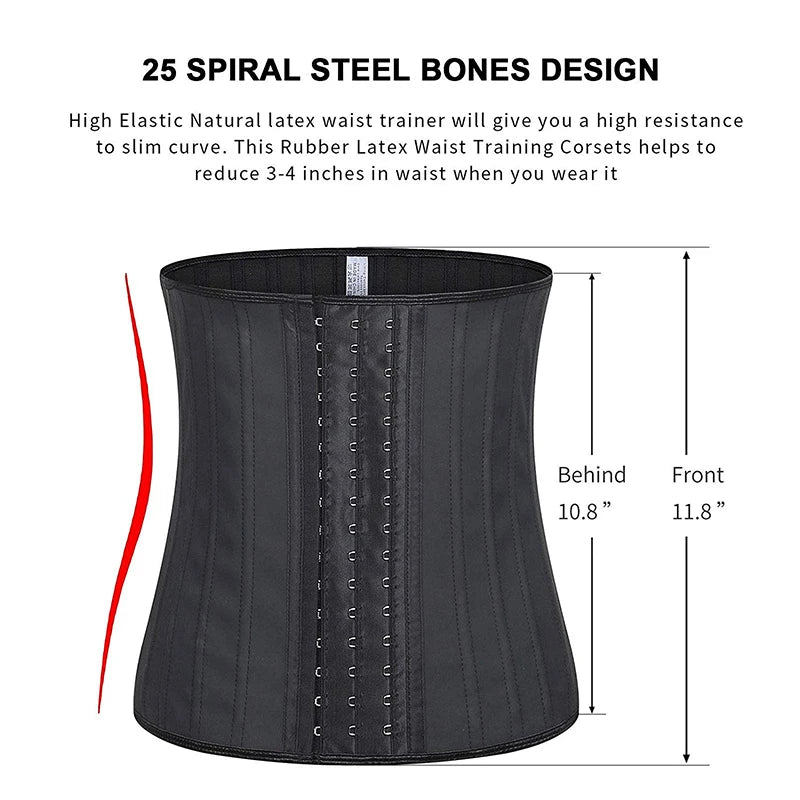 25 bones Corset Waist Trainer Latex Body Shapewear Taille Fine en 1min