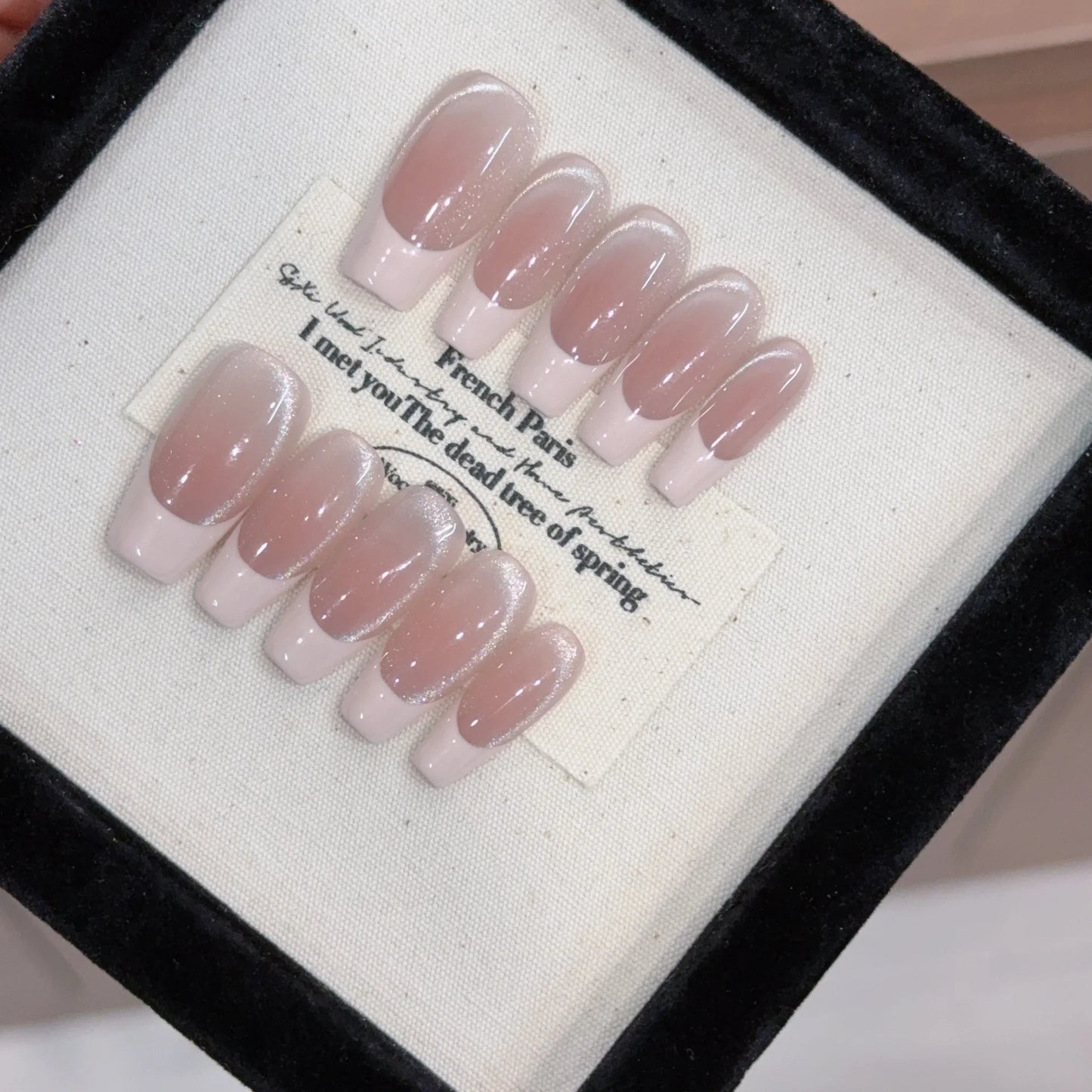 10pcs Faux Ongles French Glossy Réutilisables ⋆✴︎