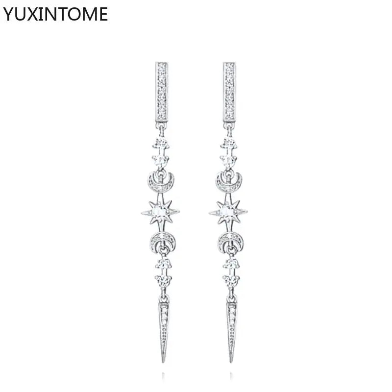 925 Sterling Zircon Geometric Boucles d'Oreilles Pendantes