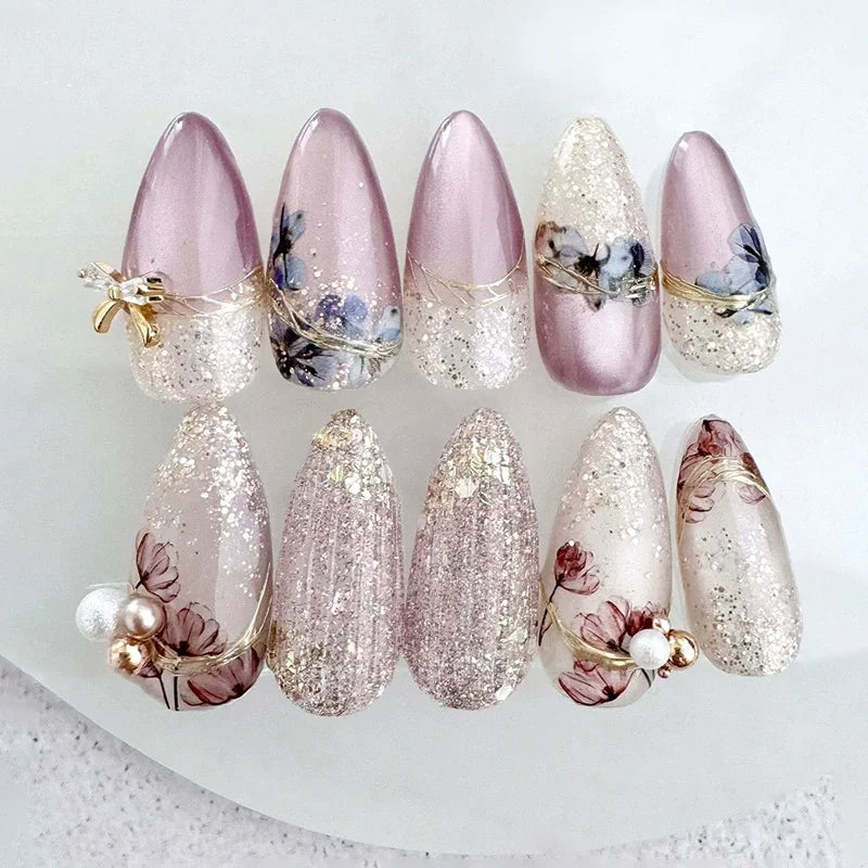 24Pcs Metallic✧Faux Ongles Réutilisables ✧