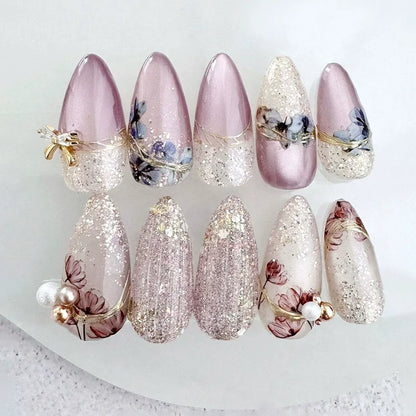 24Pcs Metallic✧Faux Ongles Réutilisables ✧