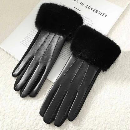 Hiver Luxury Faux Cuir/Fausse Fourrure Gants ⟢