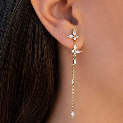 925 Sterling Zircon Geometric Boucles d'Oreilles Pendantes
