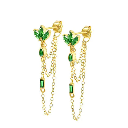 925 Sterling Zircon Geometric Boucles d'Oreilles Pendantes