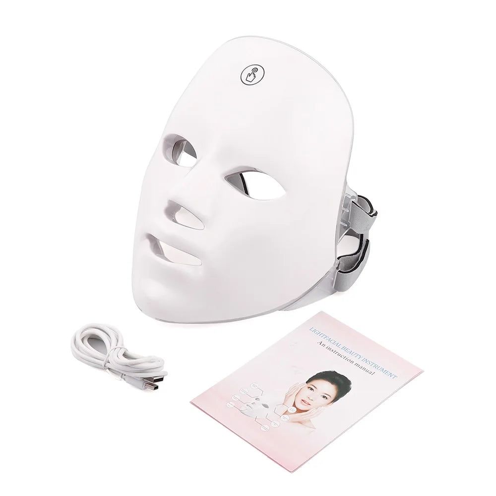 Rechargeable Facial LED Mask 7 Colors LED Photon Beauty Mask Skin Rejuvenation (STOCK Limité)